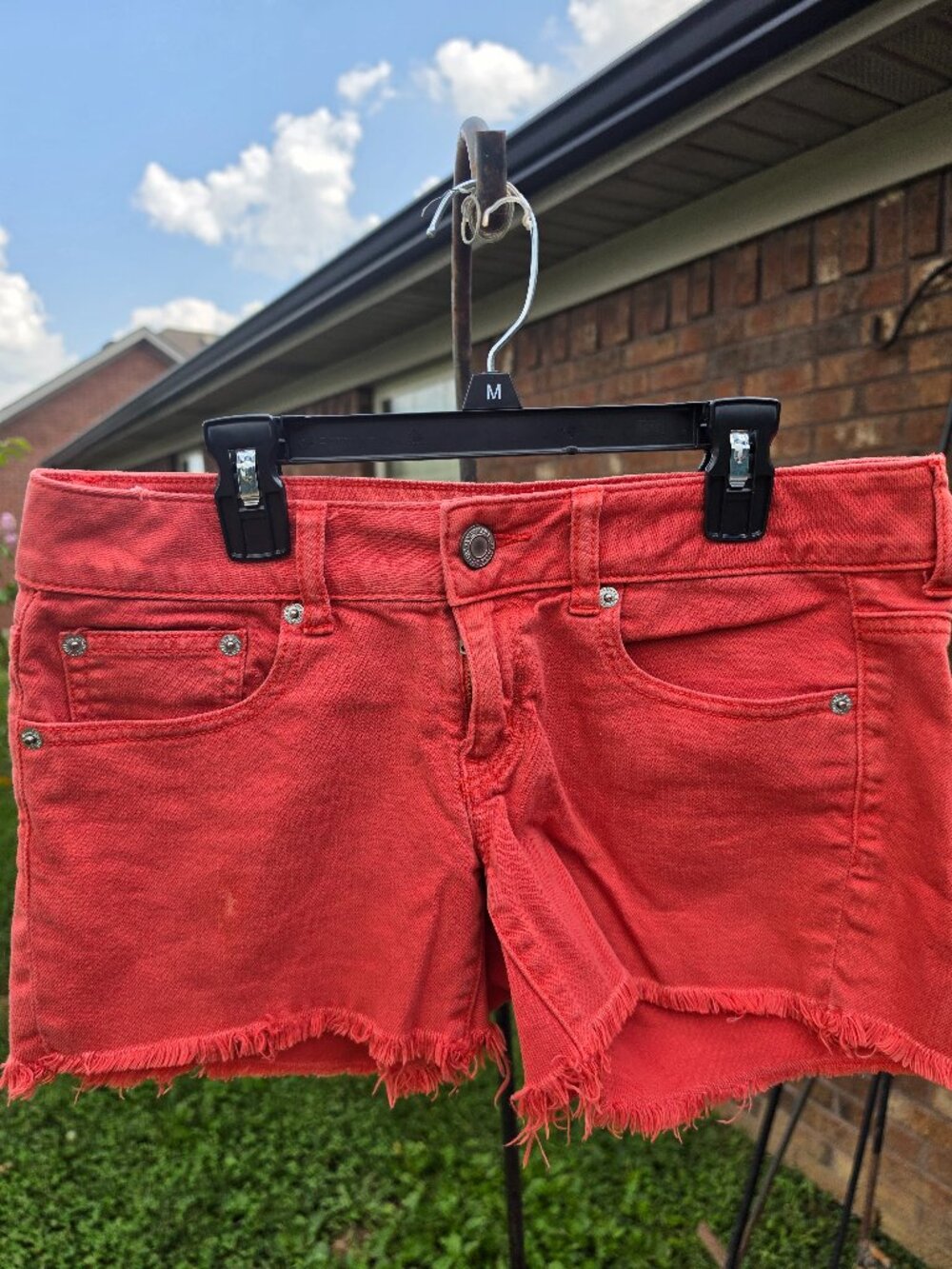 American Eagle girls Sz 6 coral shorts with fring